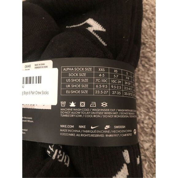 Nike x 3Brand Crew Socks 6 Pack Kids Size Medium shoe size 9-11 - Picture 4 of 4